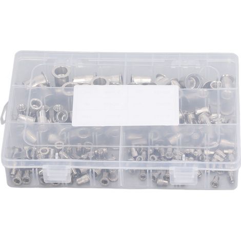 Kit d'écrous à rivets M3 M4 M5 M6 M8 M10, 180 pièces, écrous filetés à tête plate en acier inoxydable 304 (1/5)