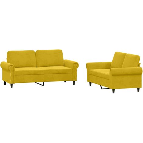 Maison Exclusive - Set di Divani 2 pz con Cuscini giallo in Velluto
