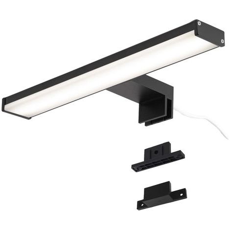 Black LED Bathroom Mirror Light – 4000K Neutral White – IP44 – Aluminium and Polycarbonate Brackets – Installation on Mirror, Wall or Furniture (30cm 8W) (1/5)
