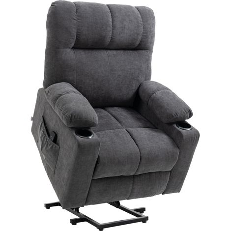 Elektrischer Relaxsessel mit Aufstehhilfe, Massage und Heizung, Dunkelgrau (1/5)