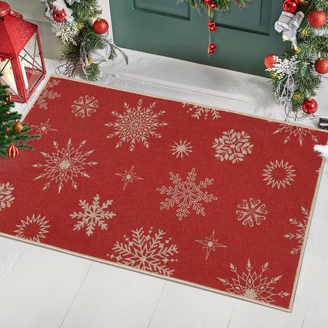 Doormat - Jute Woven - 40x60cm, Christmas Snowflake Design - for Doorway, Hallway, Entrance (1/5)