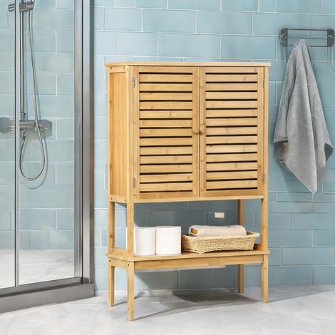 Meuble de salle de bain bois naturel en bambou 60 x 23 x 173 cm (1/5)