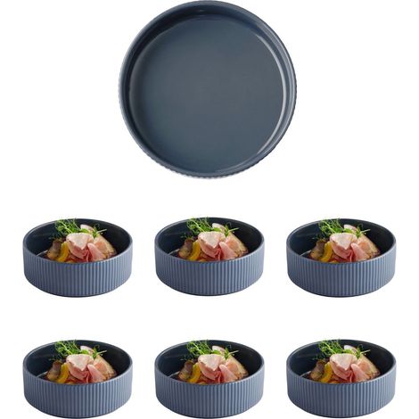 Bol THE GRID - Porcelaine marine, Ø 16 cm, 550 ml, empilable, lot de 6 (1/5)