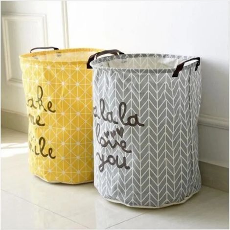 Lot de 2 Panier à Linge en Tissu de Coton 40x50cm Multifonction de Paniers Pour Boîte de rangement Barils de Stockage avec poignées (1/4)