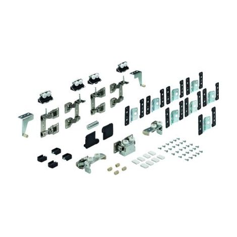 Kit complet wing 77, 20 kg - Charge maxi par vantail : 20 kg - Garniture : Pour 4 vantaux - Hauteur de porte maxi : 2400 mm - Largeur de porte : 400 mm - HETTICH (1/4)