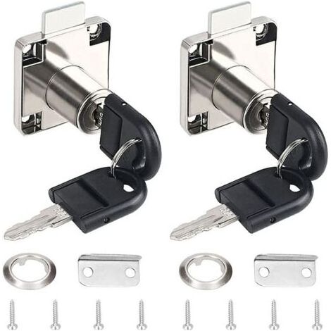 2 Pièces Blanc Verrouillage Push Lock Alliage de Zinc Serrure de Tiroir de Bureau Serrure de Meuble à Cylindre Utilisation pour Armoires Tiroirs Boîtes aux Lettres (1/5)
