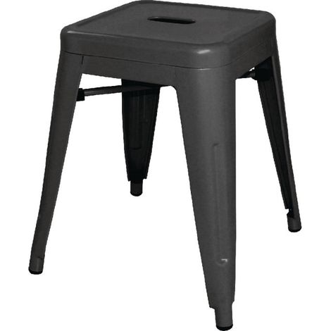 Tabourets bas en acier noirs Bistro (lot de 4) - BOLERO (1/3)