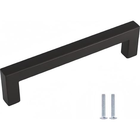 160 Lot de 10 poignées de meuble en acier inoxydable - Poignées de porte d'armoire, de tiroir - 160 mm - Noir - Distance entre les trous : 160 mm (1/5)