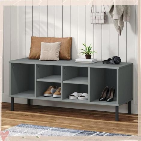 350995 étagère à chaussures pieds en métal Gris 106x35x45 cm Bois OSLO (1/5)