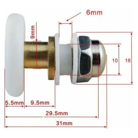 Porte Coulissante Douche 4 pcs 25mm, Poulie Excentrique pour Portes Cabine Douche Coulissante Pour Remplacement de Douche Coulissante Verre Porte Coureurs Rouleaux, Blanc (1/5)