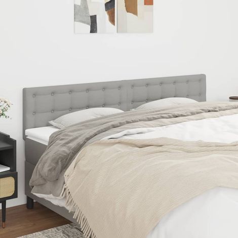 Tête de lit 160 cm gris clair en tissu, hauteur réglable, pieds en bois - PANGIVO (1/5)