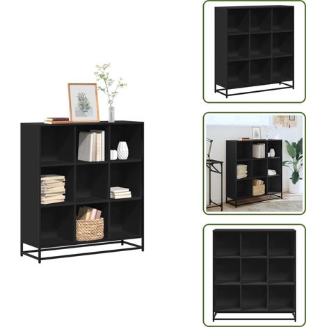 vidaXL Bibliothèque noir 97,5x33x107,5 cm bois d'ingénierie et métal (1/5)