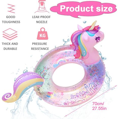 Salvagente gonfiabile a forma di unicorno, salvagente a forma di unicorno, salvagente da spiaggia a forma di unicorno, salvagente per bambini, salvagente a forma di unicorno, per bambini dai 5 ai 9 an (1/4)
