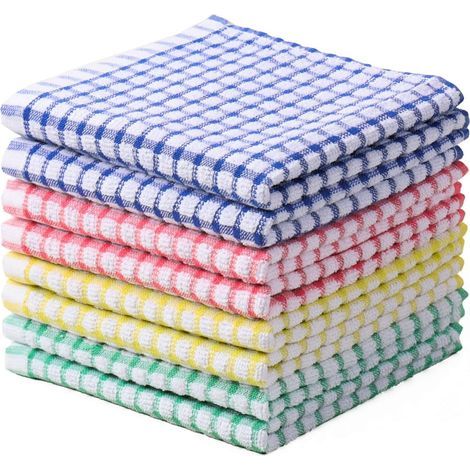 Chiffon Nettoyage Cuisine - 8 pièces, Chiffon Coton Éponge Super Absorbant - 30,5x30,5cm (1/5)