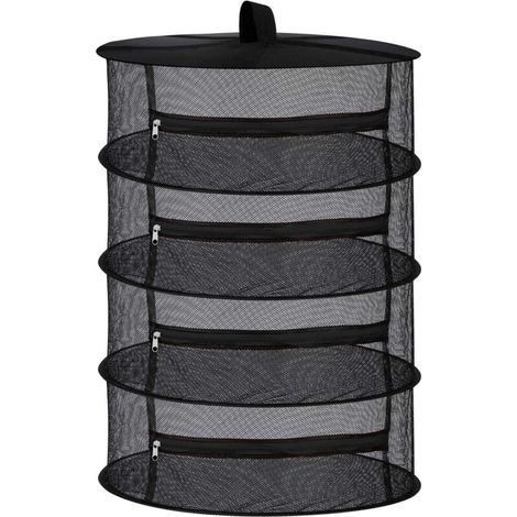 Filet de séchoir à herbes sèches en maille à 4 couches avec fermetures à glissière noires