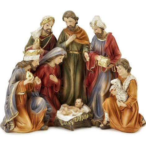 Fade Xmas Holy Family presepe natalizio resina 23x12.5x19.5 cm