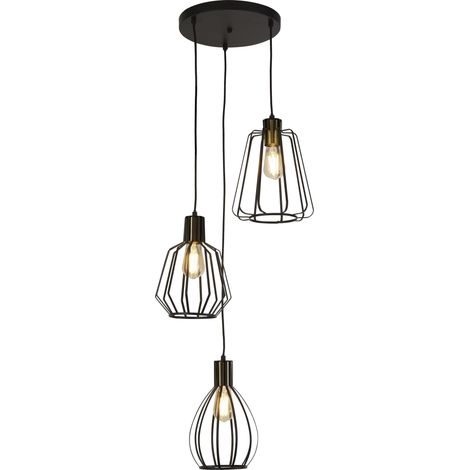 Suspension SENATOR multi têtes 3L E27 3x60w max métal noir.
