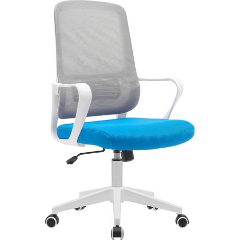 Sedia da Ufficio Blu e Grigio Poltrona da Scrivania Girevole Regolabile 98-108cm