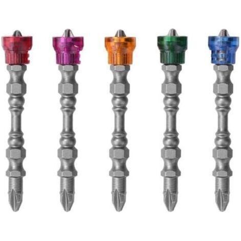 Drill Bit Sets 5Pcs Electric Screwdriver Bits High-Wear-Resistant Steel Magnetic Ferromagnetic Coil Double Head Cross Decoration Accessories (1/4)
