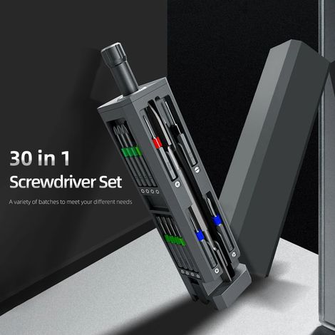 Ortviai Tournevis Précision 30-en-1 avec Embouts Magnétiques en Acier S2 – Boîtier Compact pour Réparation Téléphone, Ordinateur, Montre