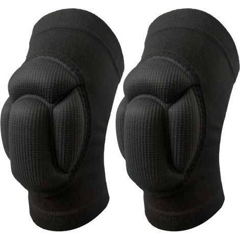 Set di 2 ginocchiere doppie, protezione antiscivolo con tappetino in schiuma spessa, set ammortizzante, per yoga, pallavolo, calcio, wrestling, giardinaggio. (Nero)