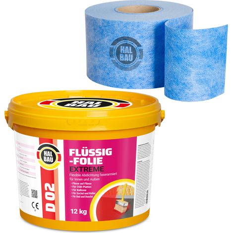 HALBAU Dichtset für Duschabdichtung Bad Abdichtung Dichtband Flüssigfolie 12kg H314 (1/5)