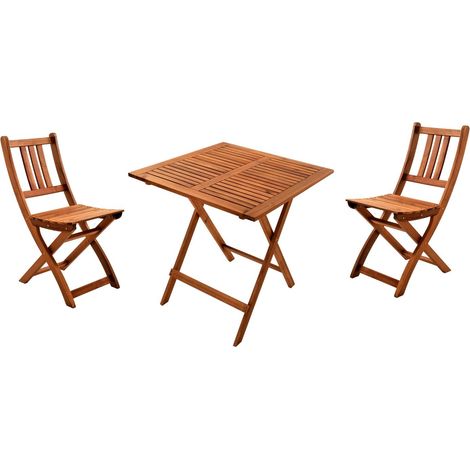 Balkonmöbel Set 3tlg Akazie Klapptisch 70 x 70 cm BLOOM (1/5)