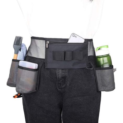 Reinigungswerkzeuggürtel mit 4 Taschen und 3 elastischen Schlitzen – Verstellbarer Reinigungsgürtel aus Nylonnetz für die Handreinigung (1/5)