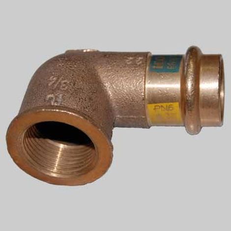 RACCORDO BRONZO GOMITO FEMMINA A PRESSARE - 22 x 3/4
