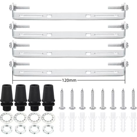 (120mm Support de Fixation Plafonnier, 4 Ensemble Lumière Luminaire Montage Support Plaque Acier Barre Transversale pour suspensions Mur Lumière (1/4)