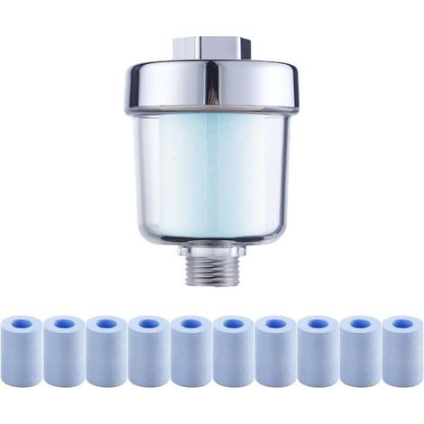Filtre de douche anti calcaire avec 10 filtres remplaçables, pour une peau douce et des cheveux soyeux