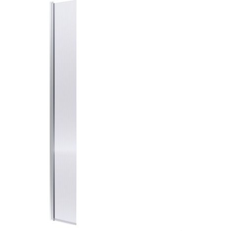 Balterley Contemporary Bathroom 8mm Fluted Glass Hinged Wetroom Screen with Support Bar, 1950 x 300 x 27mm, Polished Chrome