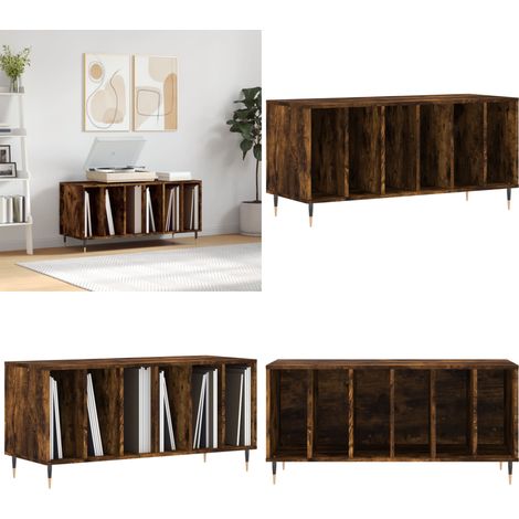 Armoire à disques chêne fumé 100x38x48 cm bois d'ingénierie - Meuble À Disques - Armoire À Vinyle - Rangement Musique - Étagère Disque - Support Tournivelle - Home & Living (1/5)
