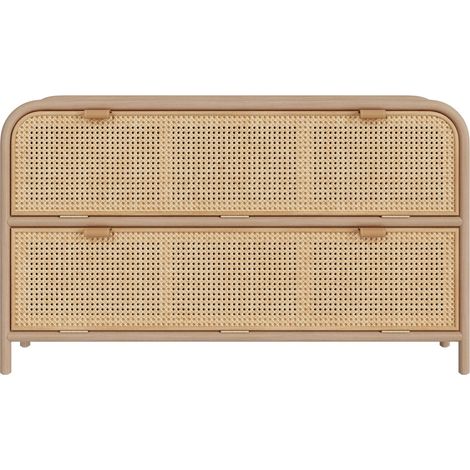 Cómoda de 2 puertas de pino macizo y teca con descuento - Alata (1/4)