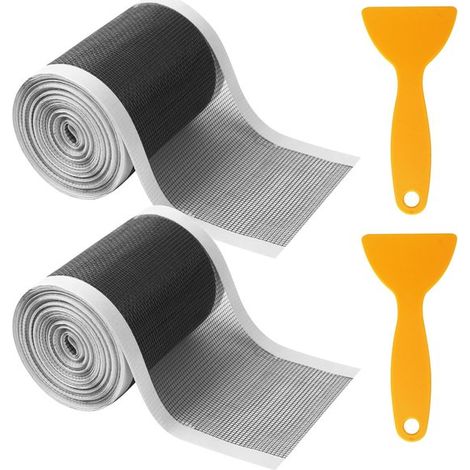 Colador de desagüe para ducha，10 cm x 10 m，tela de malla，adhesivo con espátula de plástico para desagüe de ducha，2 piezas (1/5)