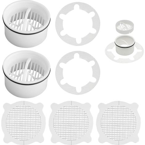 Lot de 2 tamis à cheveux + tube plongeur pour douche - Kit de vidange - Filtre à cheveux - Compatible avec bonde de douche - Compatible avec 6960, 6963, 6961, 6962 - Filtre à cheveux - Sipho (1/5)