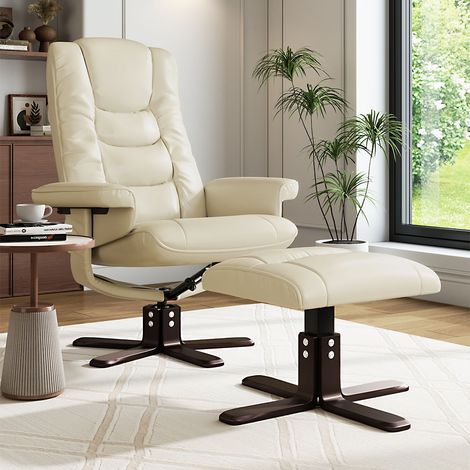 Upholstered Swivel Recliner Chair with Ottoman (1/3)