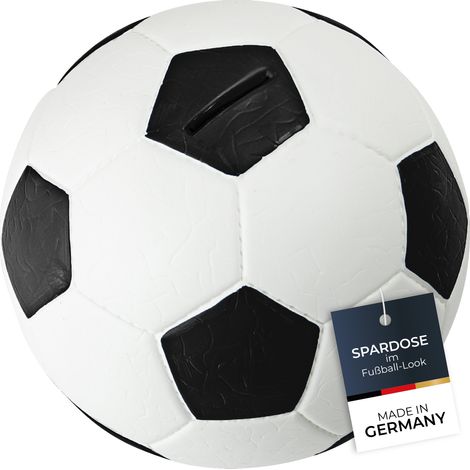 HMF 4790-01 Spardose Fußball Lederoptik 15 cm Durchmesser, schwarz weiß (1/5)