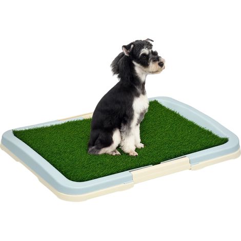 Boîte à litière pour chien, grille en gazon artificiel, plateau facile à nettoyer, Multicolore, 63X48.5X6 cm (1/5)