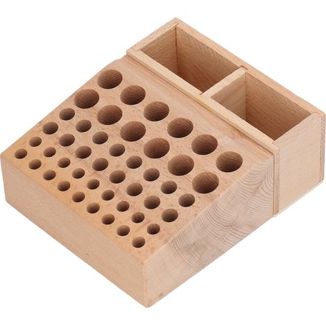 Porte-outils en cuir, 2 compartiments, 46 trous, porte-outils en bois et cuir, boîte de rangement, support à outils en cuir (1/5)