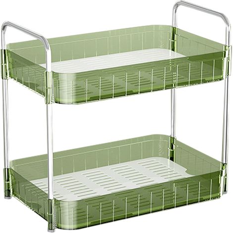 Égouttoir à tasses avec bac de récupération, étagère de rangement pour plan de travail, organisateur de tasses pour la cuisine, double couche, vert (1/5)