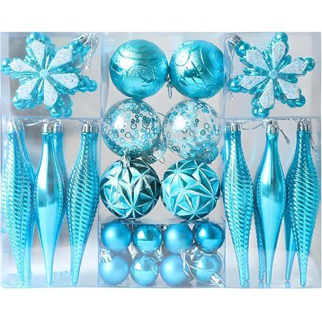 Boules de Noël à suspendre, 40 pièces, boules de Noël avec ficelle brillante, boules de décoration pour sapin de Noël incassables pour décoration de sapin de Noël, fête de Noël (1/4)