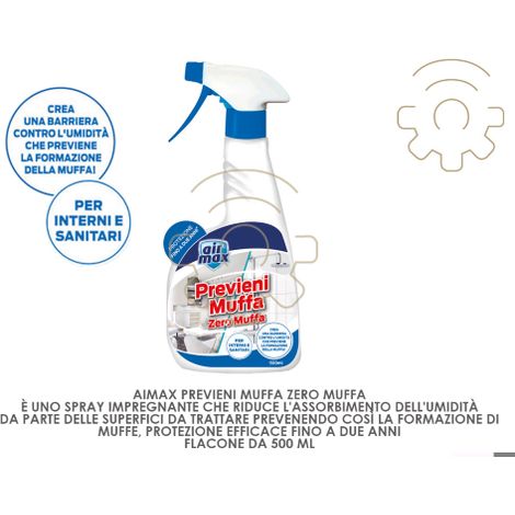 Aimax zero muffa previene e rimuove la muffa 500 ml spray 6-10m