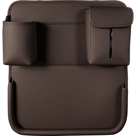 Sac de rangement pour siège auto, tablette pliante multifonctionnelle, porte-gobelet, porte-mouchoirs, compartiment de rangement intégré pour téléphone portable, 41 x 8 x 46 cm - marron (1/5)