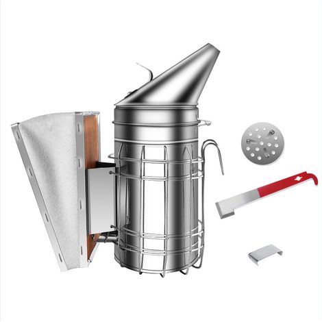 Bee Hive Smoker Beekeeping Tools Stainless Steel Bee Keeping Smoker with Heat Shield Durable Bellow for Beekeeping Farm Ranch Beekeeping Supplies Safe Beekeeping