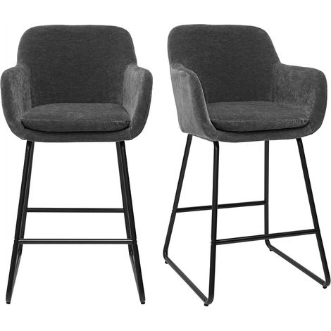 Barhocker mit Samteffekt dunkelgrau H65 cm (2er-Set) AMIKA