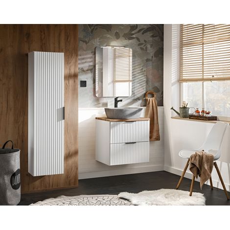 Ensemble meuble vasque à poser + 3 éléments - Georgia White - Livraison gratuite