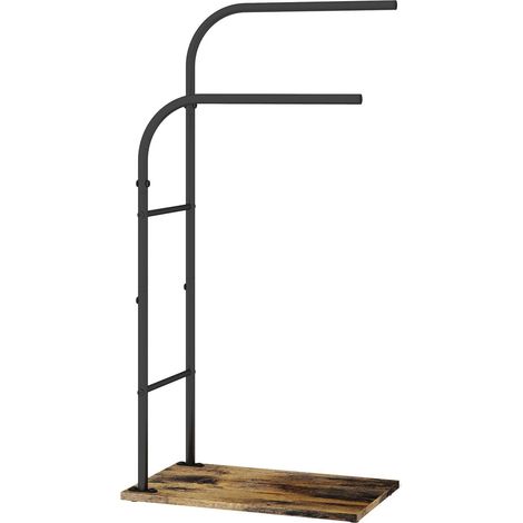 Porte-serviettes sur pied design industriel salle de bain 80,5 x 40 x 24 cm avec tablette pratique en acier noir (1/2)