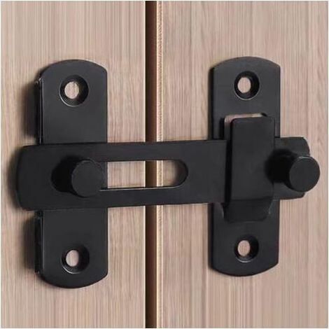 Serrure de porte de grange coulissante à rabat pour plus d'intimité – Serrures et loquets pour porte de grange, chatière, salle de bain, extérieur, garage, fenêtre, porte coulissante, noir (1/4)