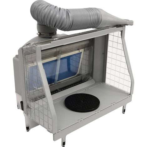 Mesa de pulverización de pintura, sistema de doble filtración, amplia zona de trabajo, color gris. (1/2)